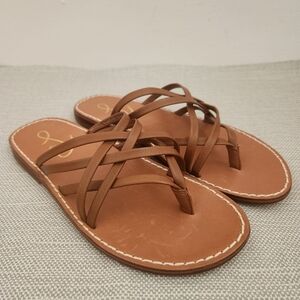 Sam Edelman Marinea 7 M Saddle Brown Leather Sandals Flat Strappy Boho Women